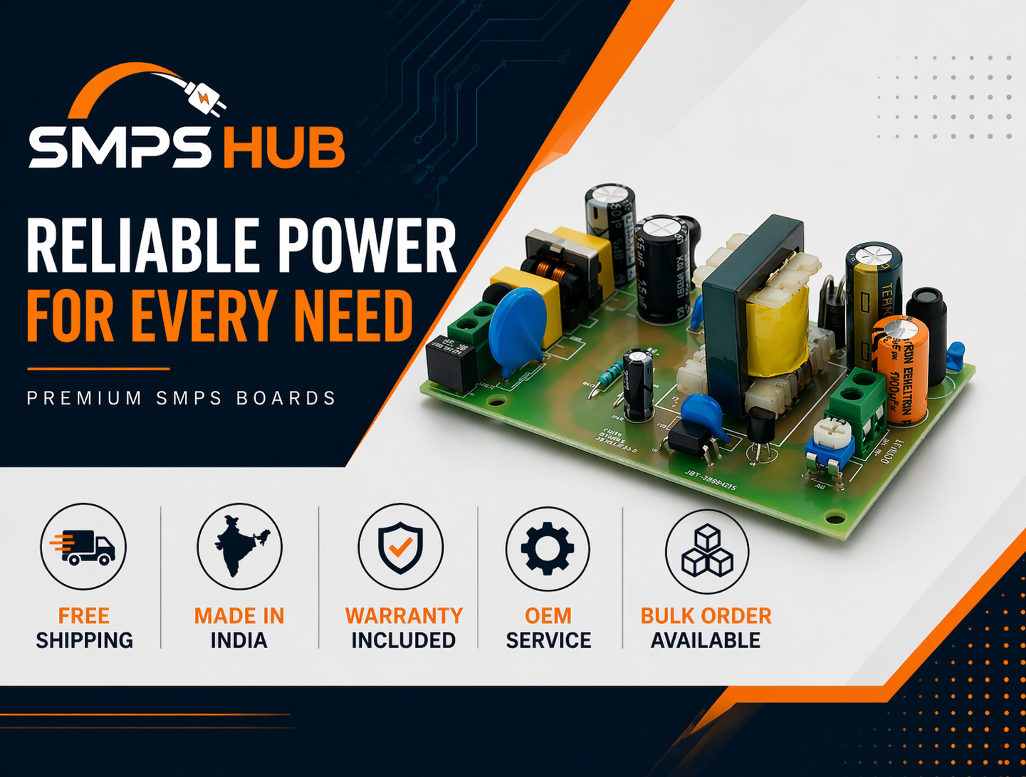 SMPS power supply Manufacturer India – reliable SMPS boards with free shipping, made in India, warranty included