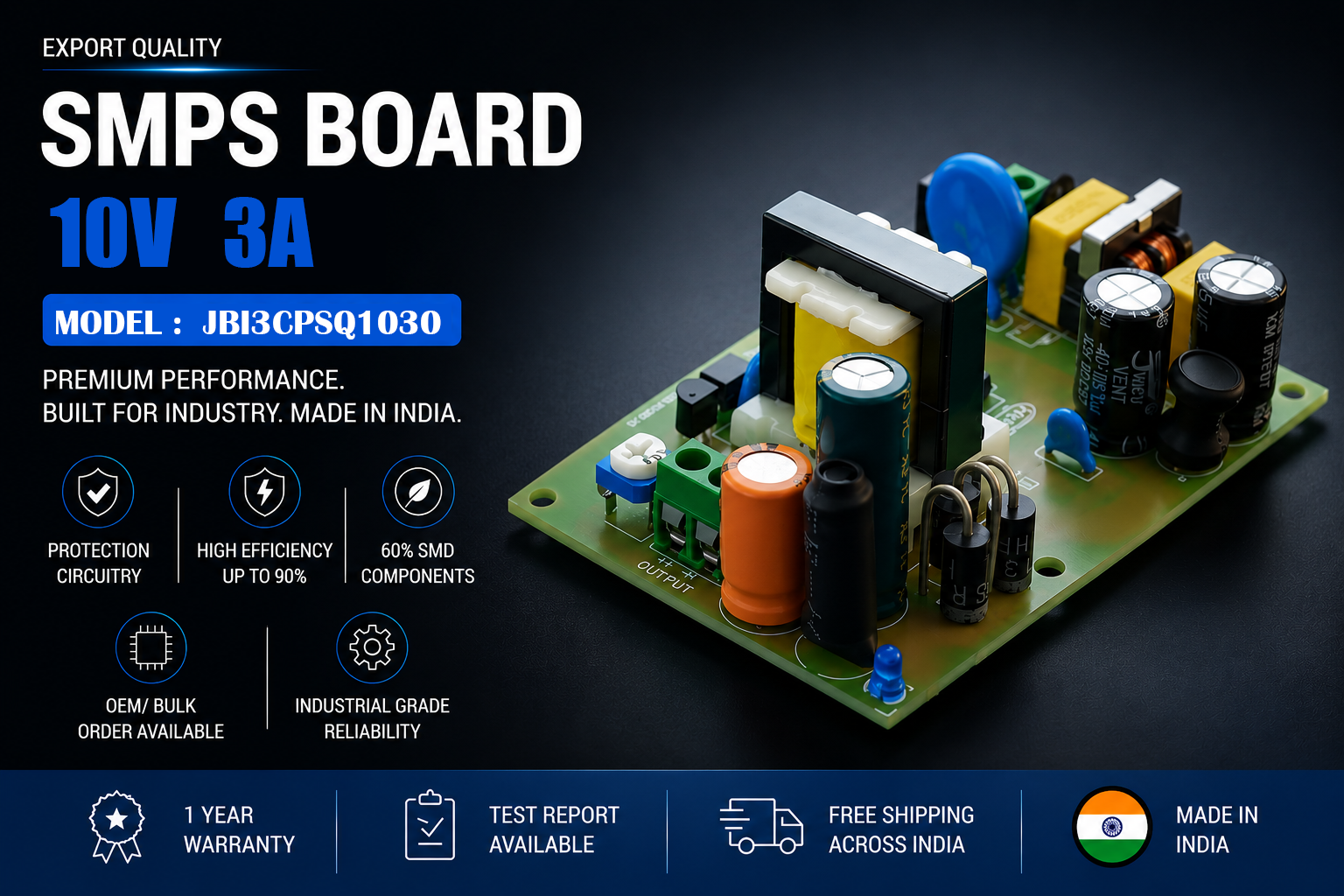 SMPS Board 10V 3A Export Quality industrial power supply module JBI3CPSQ1030 made in India